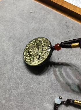 2025东海节高水晶天然金曜石黄财神扎基拉姆圆牌项链男女款简约吊