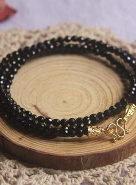 2026黑玛瑙佛牌链子 女 迷你款小号牌专用挂链唐卡细项链纯黑色4m