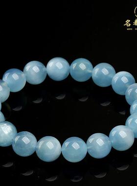 2025名都珠宝 天然7A润体海蓝宝手链 润体海蓝宝单圈手串圆珠