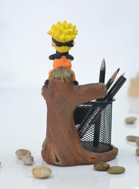 2026儿童节礼物Q版火影忍者树脂工艺品摆件 漩涡鸣人笔筒卡卡西文