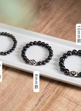 2025黑檀木天珠手串女木质檀香民族风复古个性情侣款手链饰品文玩