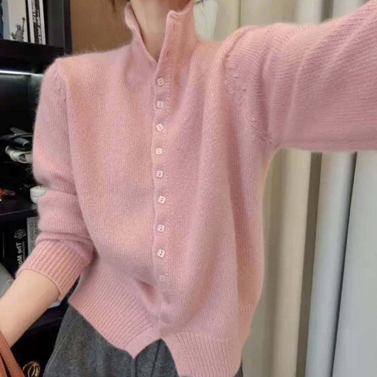 羊毛毛衣女高领单排扣2025冬季新款欧货洋气针织衫山羊绒开衫外套,淘宝优惠券,粉丝福利购,淘宝优惠卷