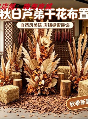 侘寂风芦苇干花商场橱窗装饰摆件