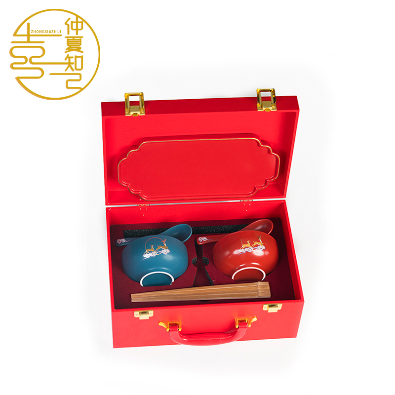 结婚碗筷套装一对送新人婚庆陪嫁陶瓷红色喜碗喜杯礼盒礼物婚礼品 - 图2