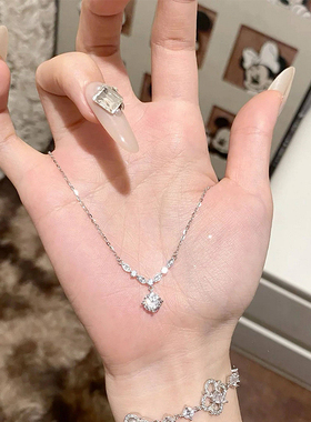 纯银s999项链女方钻锆石锁骨链