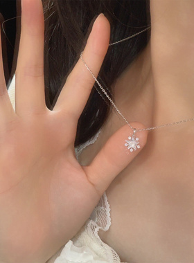 五角星雪花银项链女小众高级感