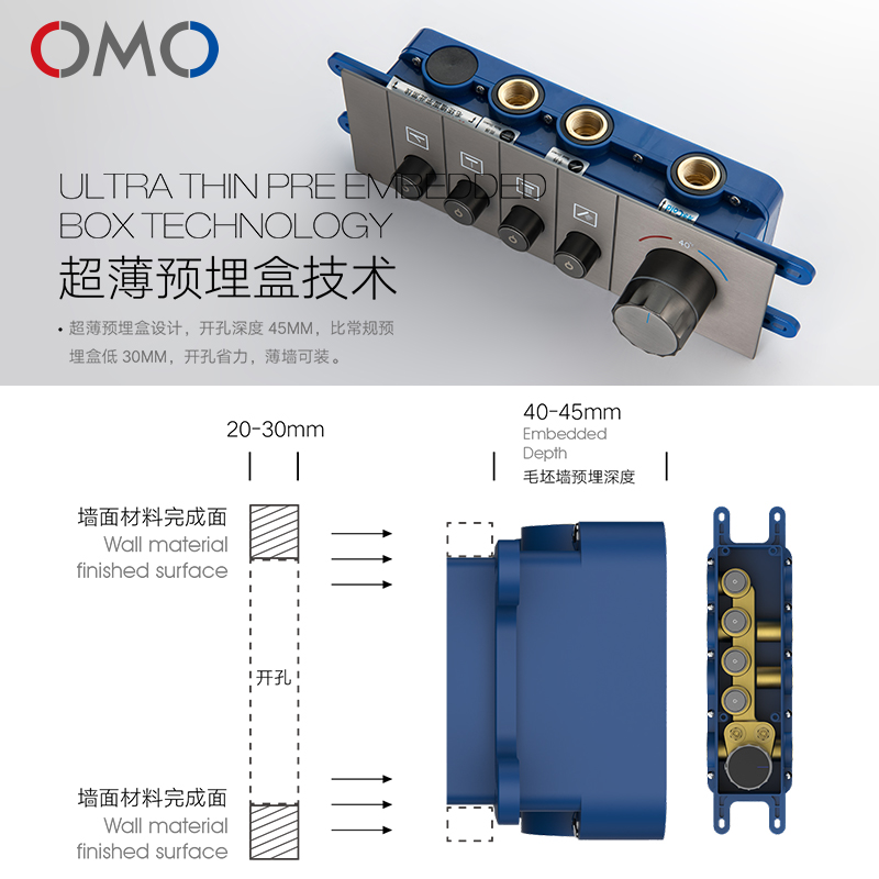 OMO恒温隐藏吊顶暗装花洒淋浴套装天幕黄铜预埋内嵌入墙式花洒H54 - 图2