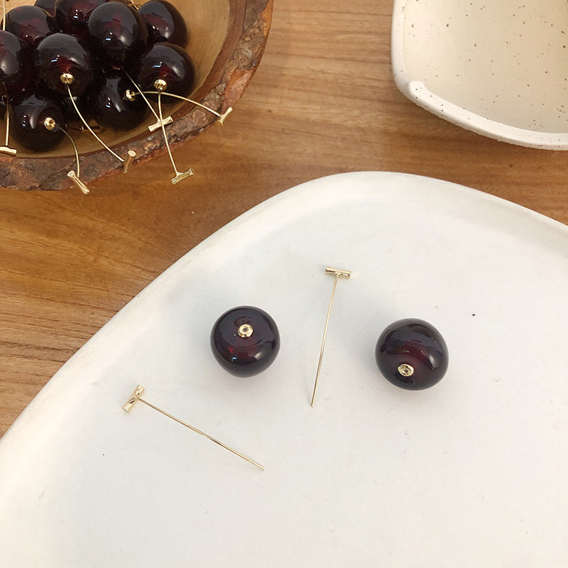 少女红色车厘子2019新款潮长款耳环 珍百惠耳环