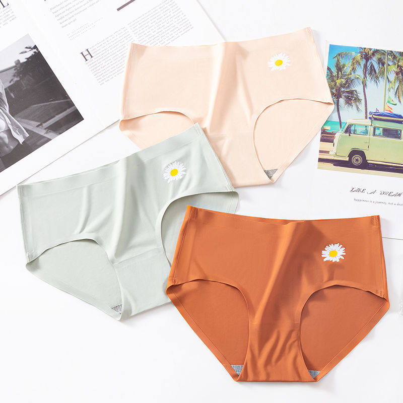 小雏菊石墨烯抗菌无痕冰丝中腰内裤 邦简诗内裤
