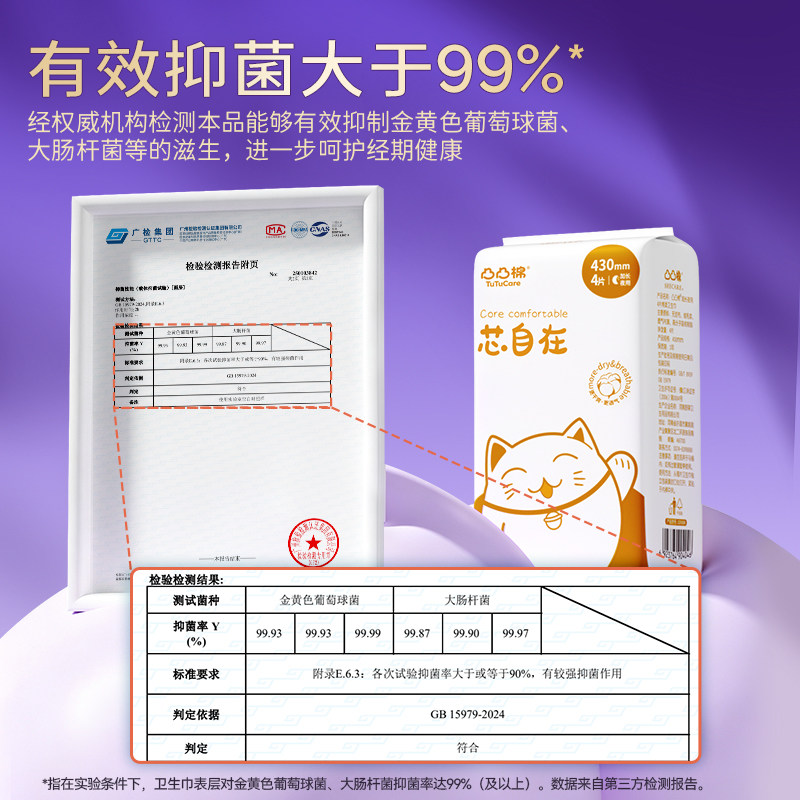 【下单双套】凸凸棉超长夜用430mm卫生巾量大防漏420加长姨妈巾