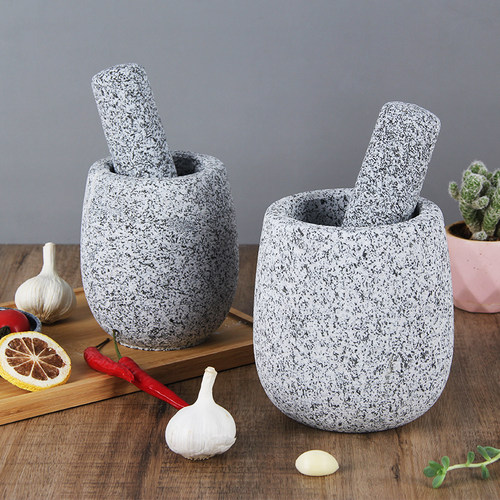 石臼家用捣蒜器蒜捣药罐研磨器碾蒜器蒜臼子花岗岩芝麻白蒜泥器杵 - 图0