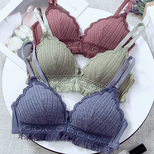 Нижнее белье, бюстгальтер пуш-ап, тонкий бюстгалтер, кружевной сексуальный бюстгальтер без косточек, комплект, французский стиль