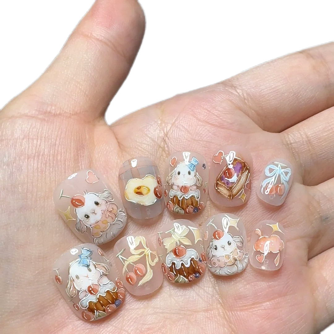 秋冬洛可可栗子蛋糕樱桃兔可爱卡通穿戴贴片显白短款可拆卸手绘风,淘宝优惠券,粉丝福利购,淘宝优惠卷