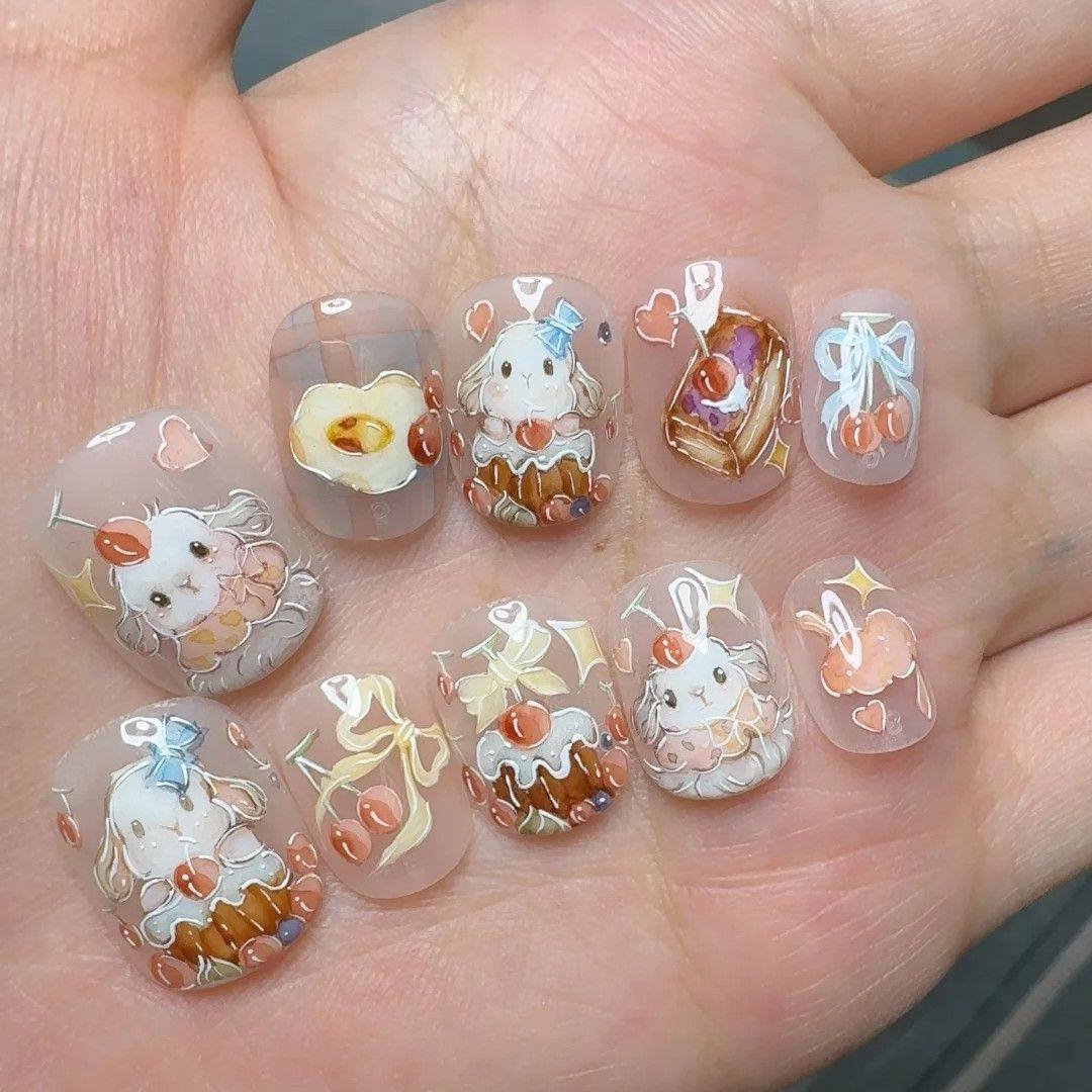 秋冬洛可可栗子蛋糕樱桃兔可爱卡通穿戴贴片显白短款可拆卸手绘风,淘宝优惠券,粉丝福利购,淘宝优惠卷