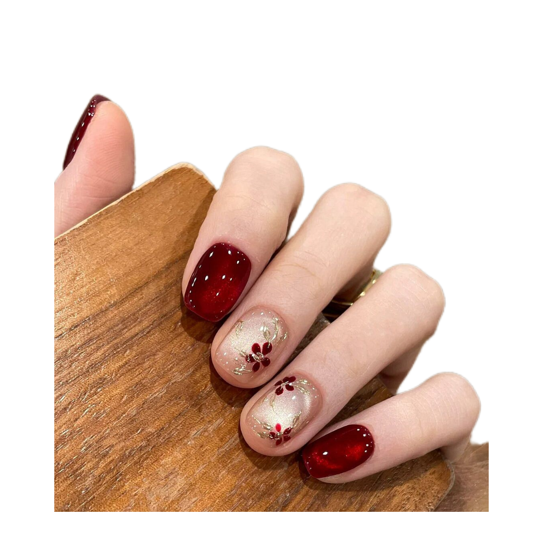 新款复古鎏金秋冬红宝石玻璃珠手猫眼工美甲显白短款气质高级穿戴,淘宝优惠券,粉丝福利购,淘宝优惠卷