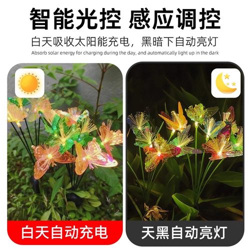 太阳能光纤蝴蝶灯户外庭院使用自动充电亮灯增添夜晚温馨露营氛围 - 图2