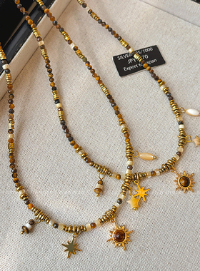 复古美拉德串珠项链女