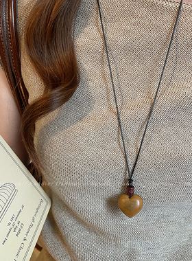 复古木质爱心项链，高级感满满
