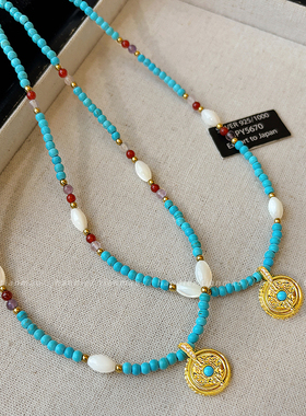 精致独特~蓝色串珠珍珠项链绝了