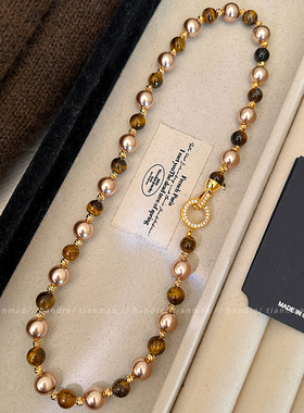 复古秋冬~串珠项链女2025新款高端轻奢小众毛衣链颈链高级感配饰