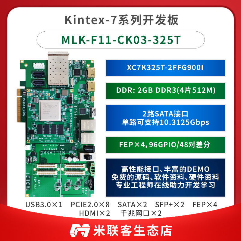 MLK-F11-325T FPGA开发板XILINX USB3.0/PCIE K7 Kintex7-图0