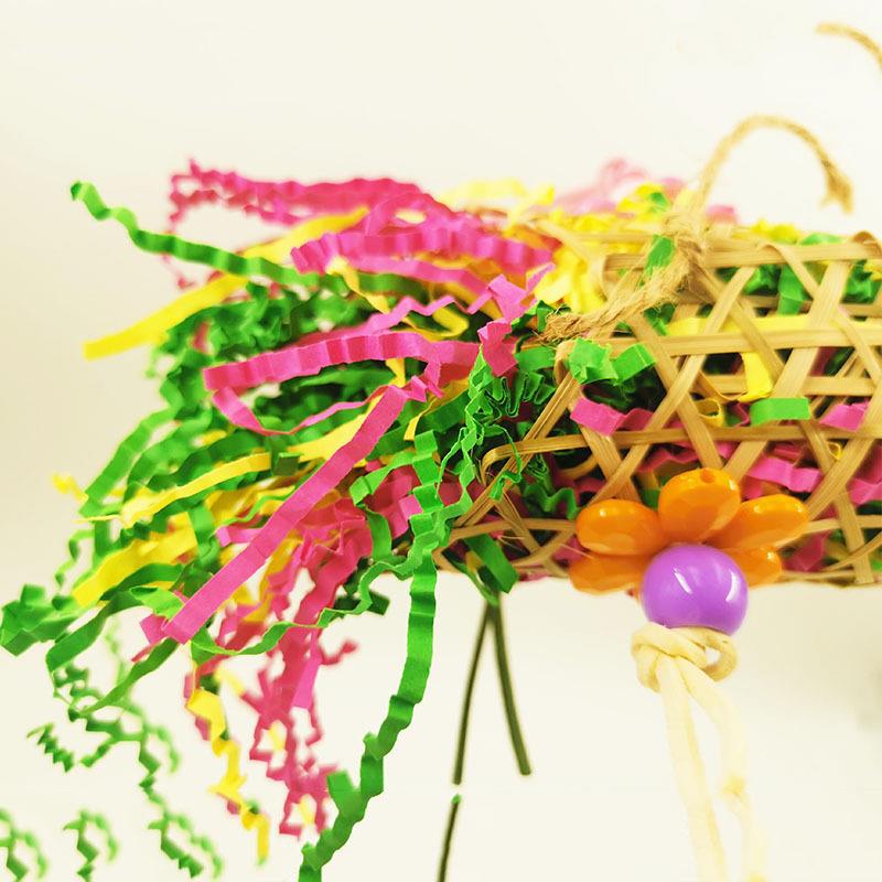 组合鹦鹉玩具 拉丝草竹编鸟玩具 鸟用品 鹦鹉啃咬玩具 - 图0