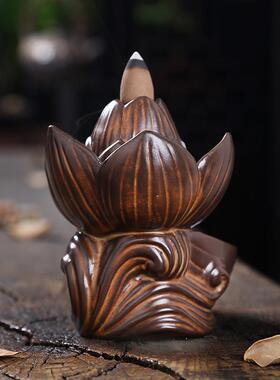 静尘 倒流香炉摆件创意香薰檀香观赏熏香炉家用高山流水回流香炉