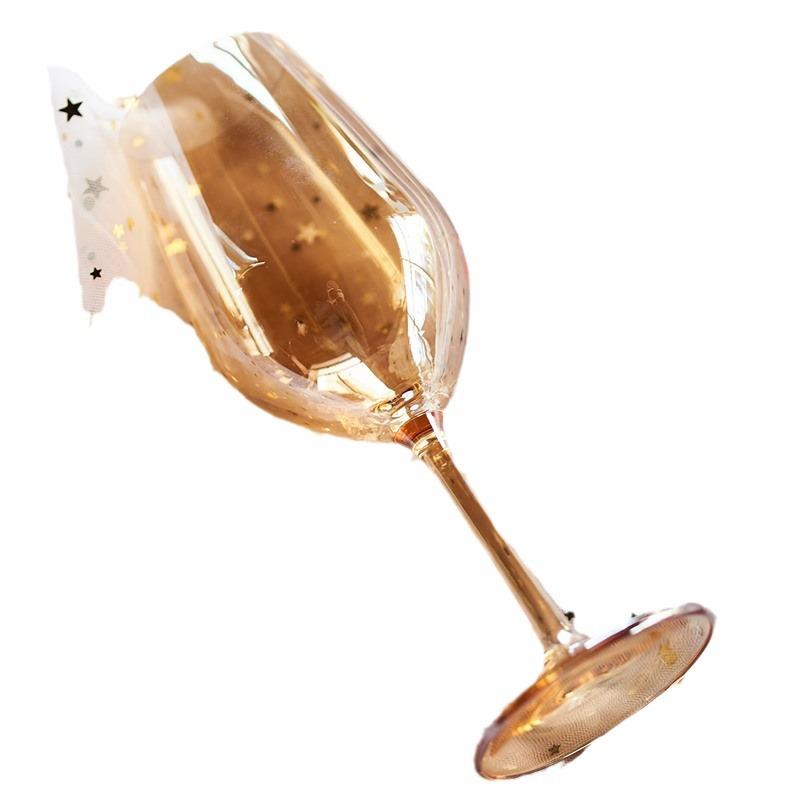 电镀酒杯金色样板间高脚杯琥珀色玻璃红酒杯醒酒器彩色杯子定制 - 图3