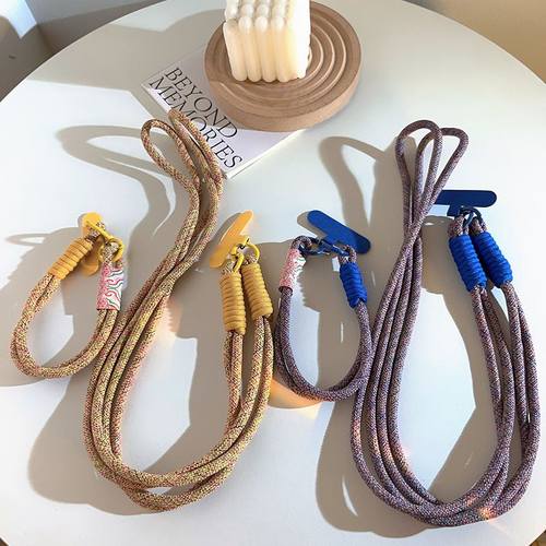 韩系ins彩色多巴胺编织绳长款手机挂绳斜跨长绳手提腕带外出通用 - 图0