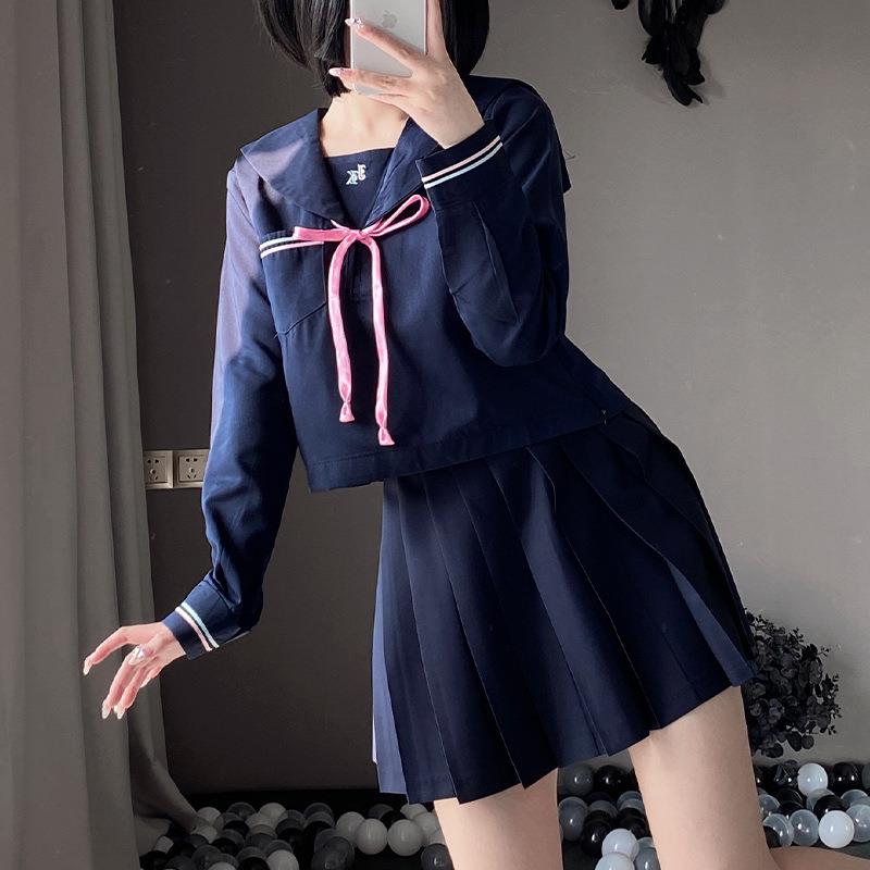 流星jk制服水手服校供班服套装长短袖基础款日系制服厂家定做-图2