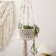 Ins Nordic cotton rope woven flower basket pot plant green plant fruit hanging basket home gardening decoration net pocket aerial hanging decoration