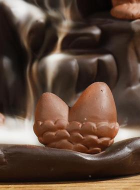 跨境紫砂新品沉香倒流香薰炉 创意动物松鼠高山流水倒流香炉摆件