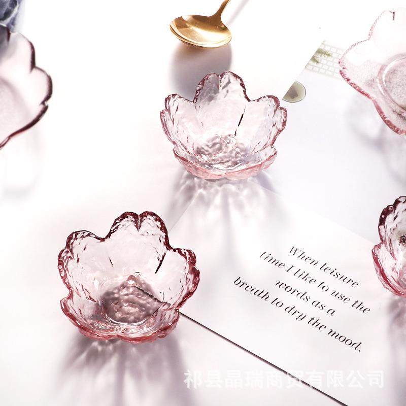 日式粉色玻璃蘸料碟子迷你家用调味碟醋碟花瓣碗套装玻璃餐具定制,淘宝优惠券,粉丝福利购,淘宝优惠卷