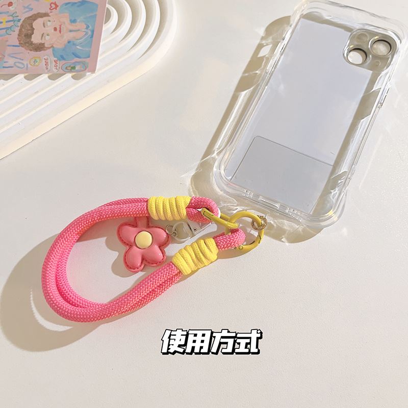 ins风多巴胺花朵挂件包包链条防丢手机挂绳ccd相机挂件钥匙扣 - 图1