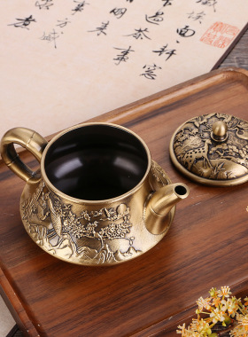 仙鹤小茶壶摆件办公室茶具复古功夫茶具泡茶壶中式礼品