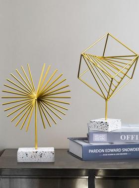 北欧简约铁艺金色银杏叶摆件酒柜玄关客厅创意家居电视柜装饰摆设