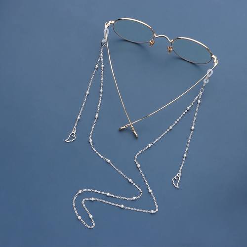 欧美饰品 新款天使翅膀眼镜链 气质圆珠链条口罩面罩固定配饰 - 图0