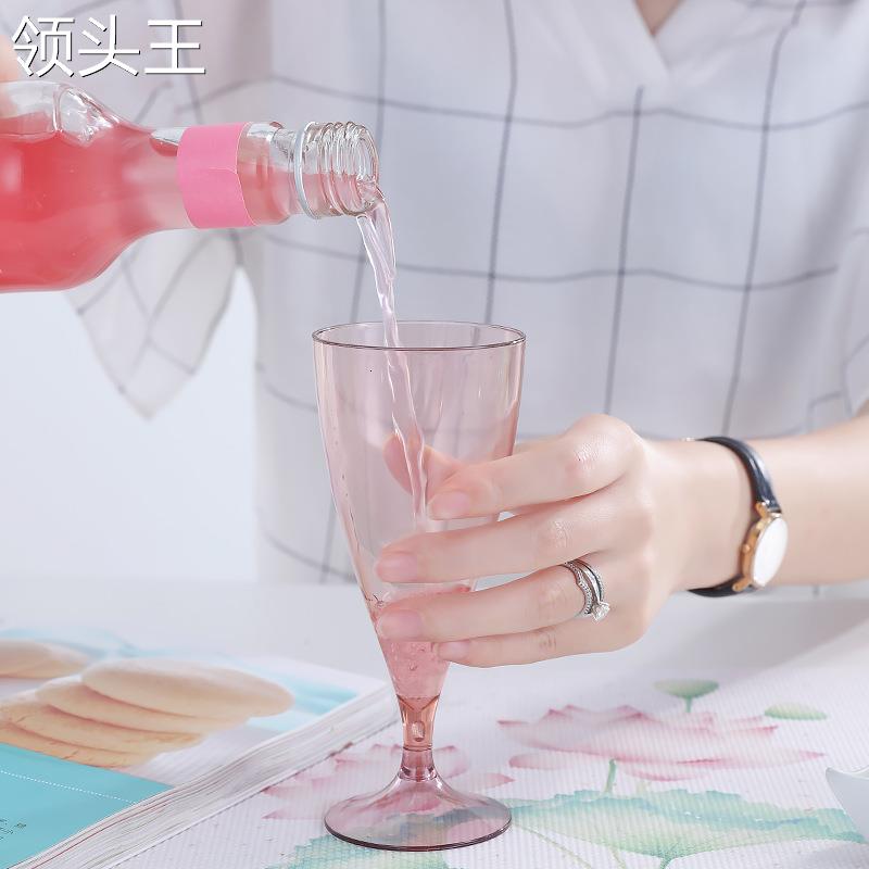 塑料红酒杯香槟杯套装PS透明水杯户外便携创意酒吧杯子塑料高脚杯