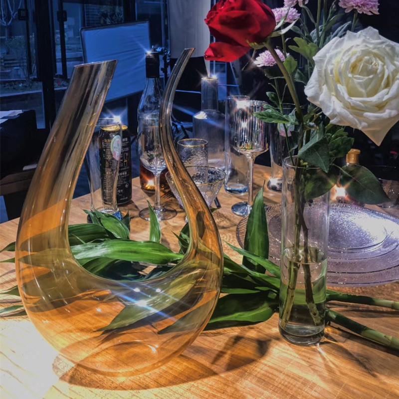 电镀酒杯金色样板间高脚杯琥珀色玻璃红酒杯醒酒器彩色杯子定制 - 图2