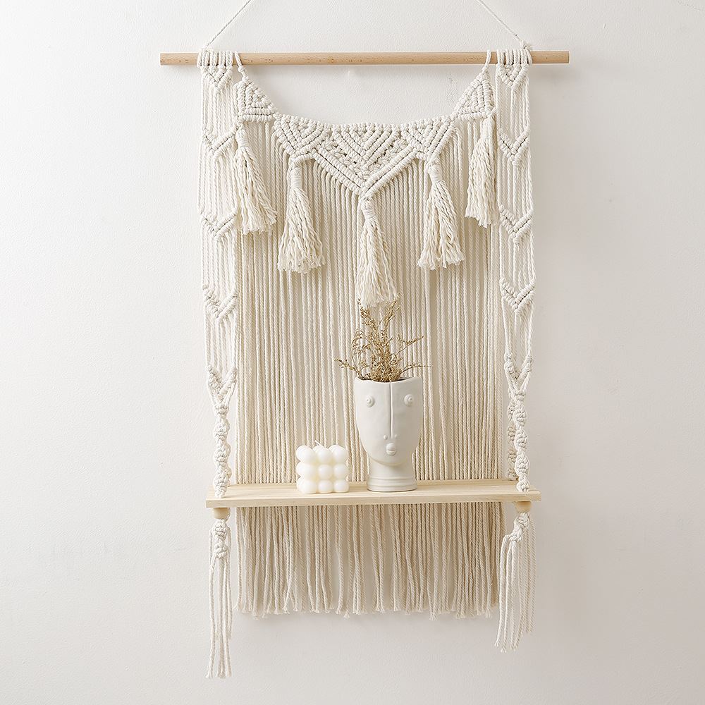 新款编织挂毯置物架波西米亚编织搁板民宿酒店客厅墙上装饰收纳 - 图0
