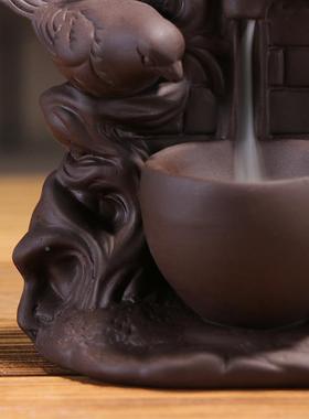 创意香薰炉香道摆件檀香炉紫砂水龙头烟倒流香薰炉工艺品厂家直销