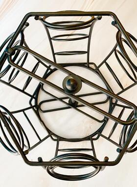 厂家创意铁艺立式咖啡胶囊收纳架可旋转六面24颗收纳架家居摆件定