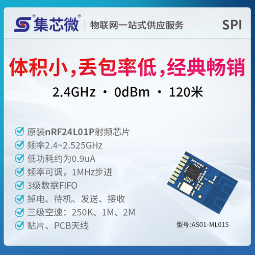 集芯微2.4G无线收发数传射频模块贴片挪威原装nRF24L01P 有源RFID - 图0