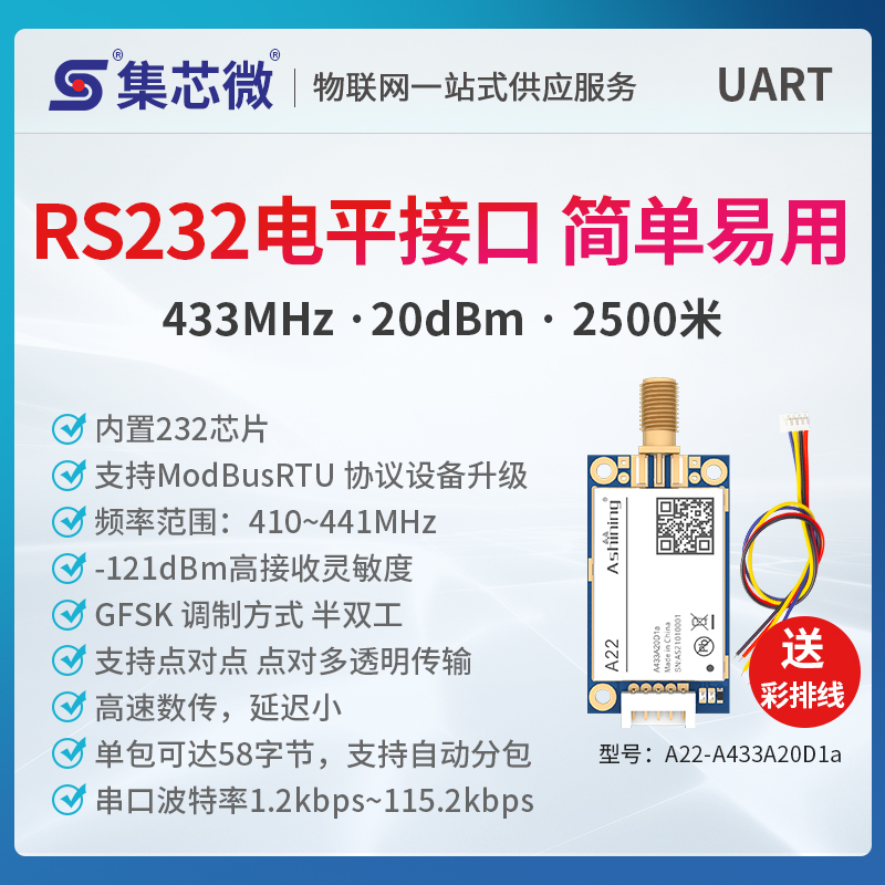 433M无线数传串口模块透传RS485/232接口2500米稳定传输低功耗 - 图0