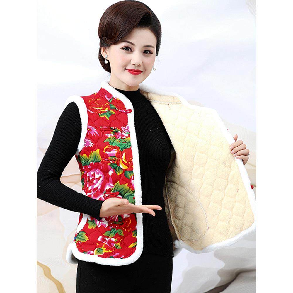女装秋冬东北大花棉夹克背心母女背心中式亲子装时尚覆古纽扣棉大,淘宝优惠券,粉丝福利购,淘宝优惠卷