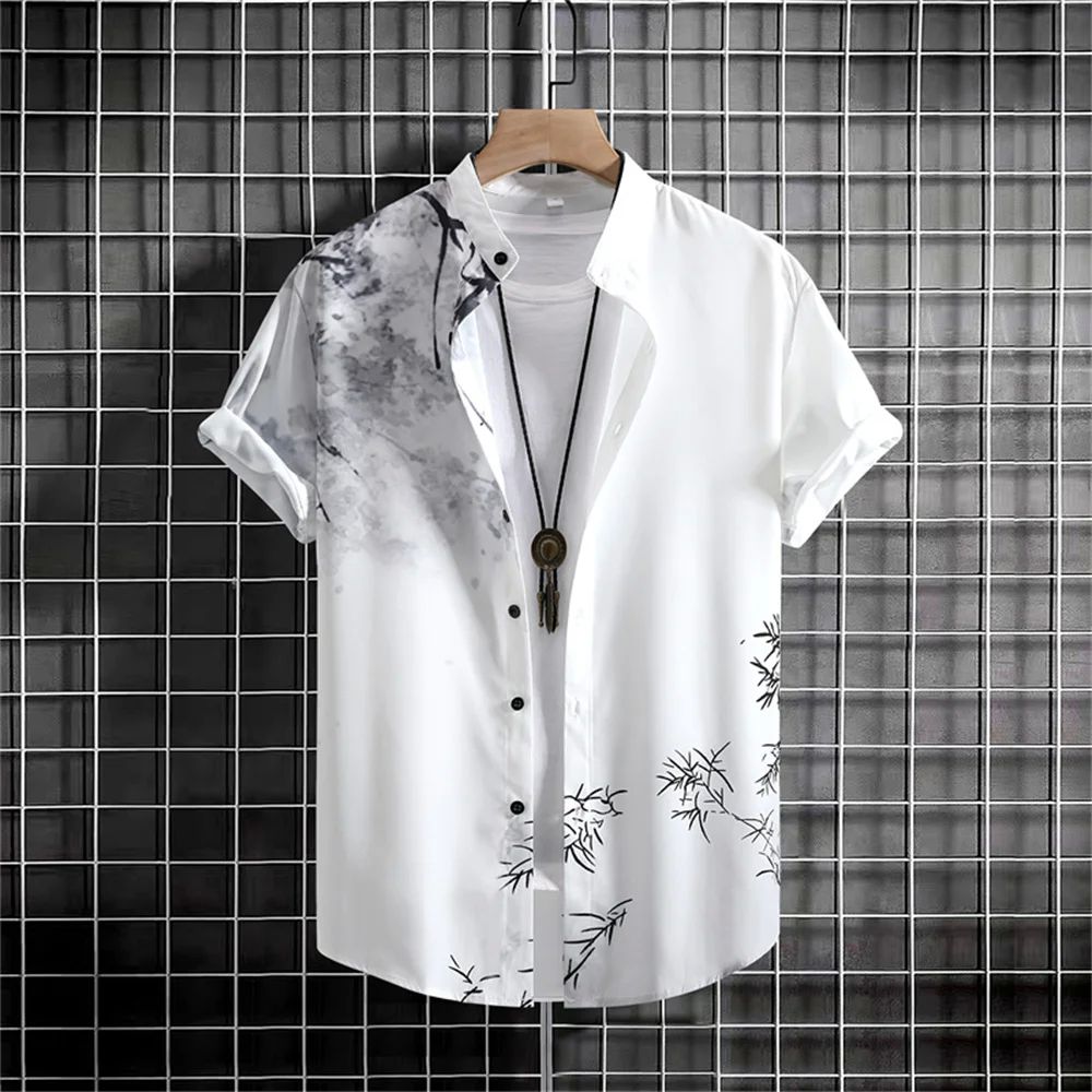 ew Simple ens Shirt 3d rint Casual Short-Sleeed op each arty - 图0