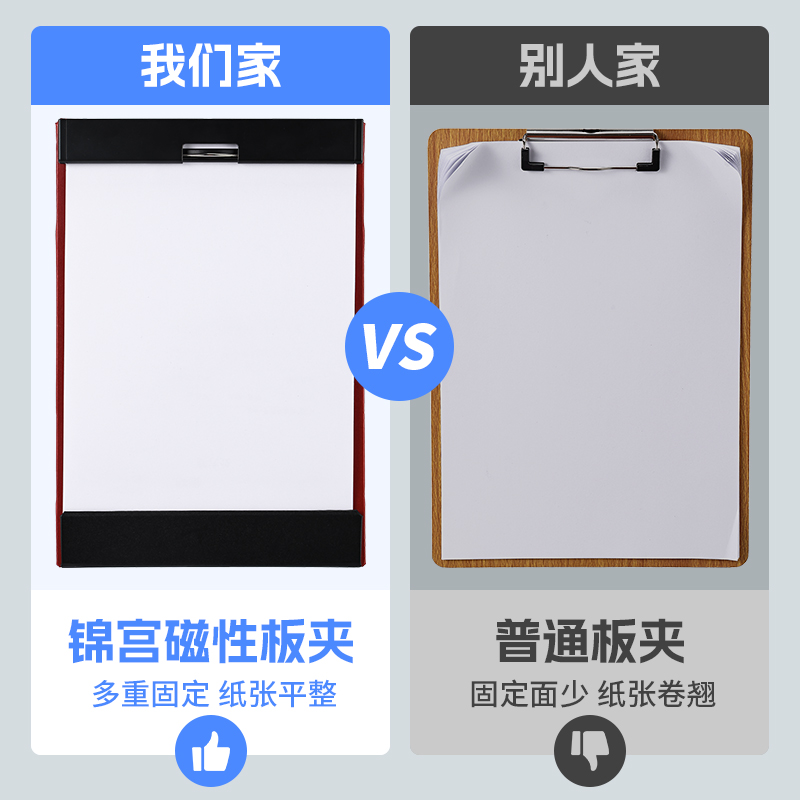日本文具大赏kingjim锦宫磁吸文件夹板板夹A4/A3多功能学生写字板办公用会议书写垫板纸夹板子考试高考作业板-图2