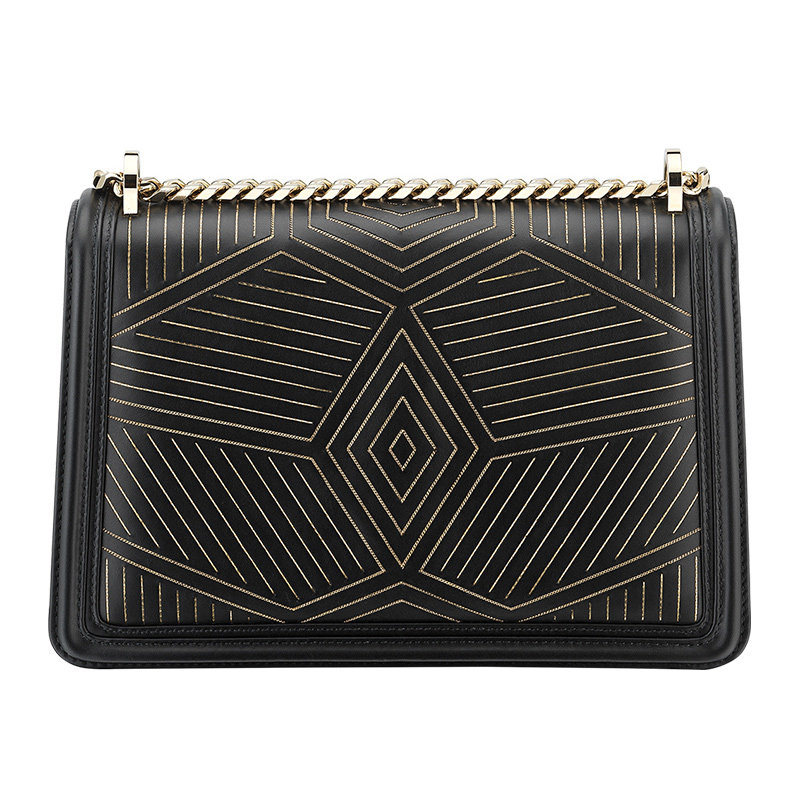 bvlgari黑色小牛皮斜挎包链条包 YISHEHUI海外女士包袋