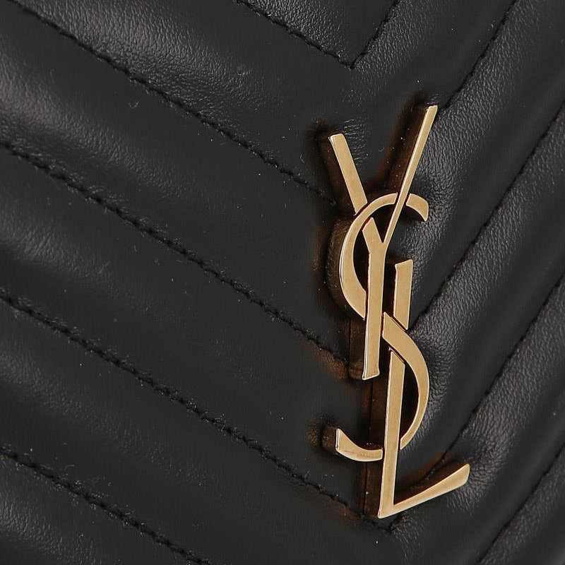 圣罗兰女士黑色小牛皮绗缝腰包 YISHEHUI海外女士包袋