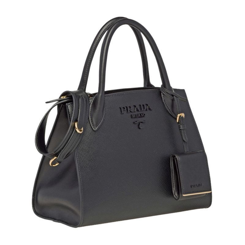 prada正品女士黑色小牛皮单肩包 YISHEHUI海外女士包袋